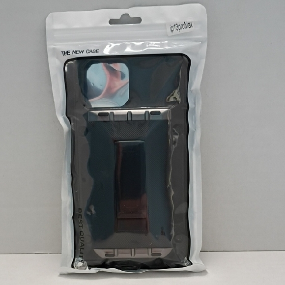 iPhone 13 Pro Max Black & Silver Protective Phone Case W/ Stand & Card Slot - Picture 5 of 5